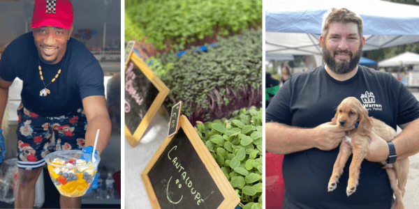 collage of 3 pics in the farmer's market